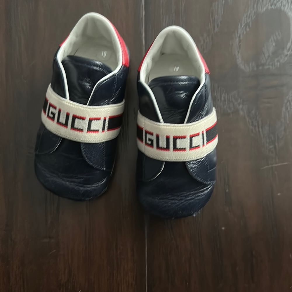 Gucci Navy, Red & Cream Baby Walker Shoes